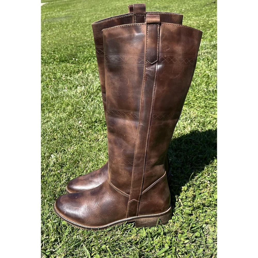 Musse&Cloud Boots Womens Size 8.5 Brown Leather Riding Knee High Western Pull On